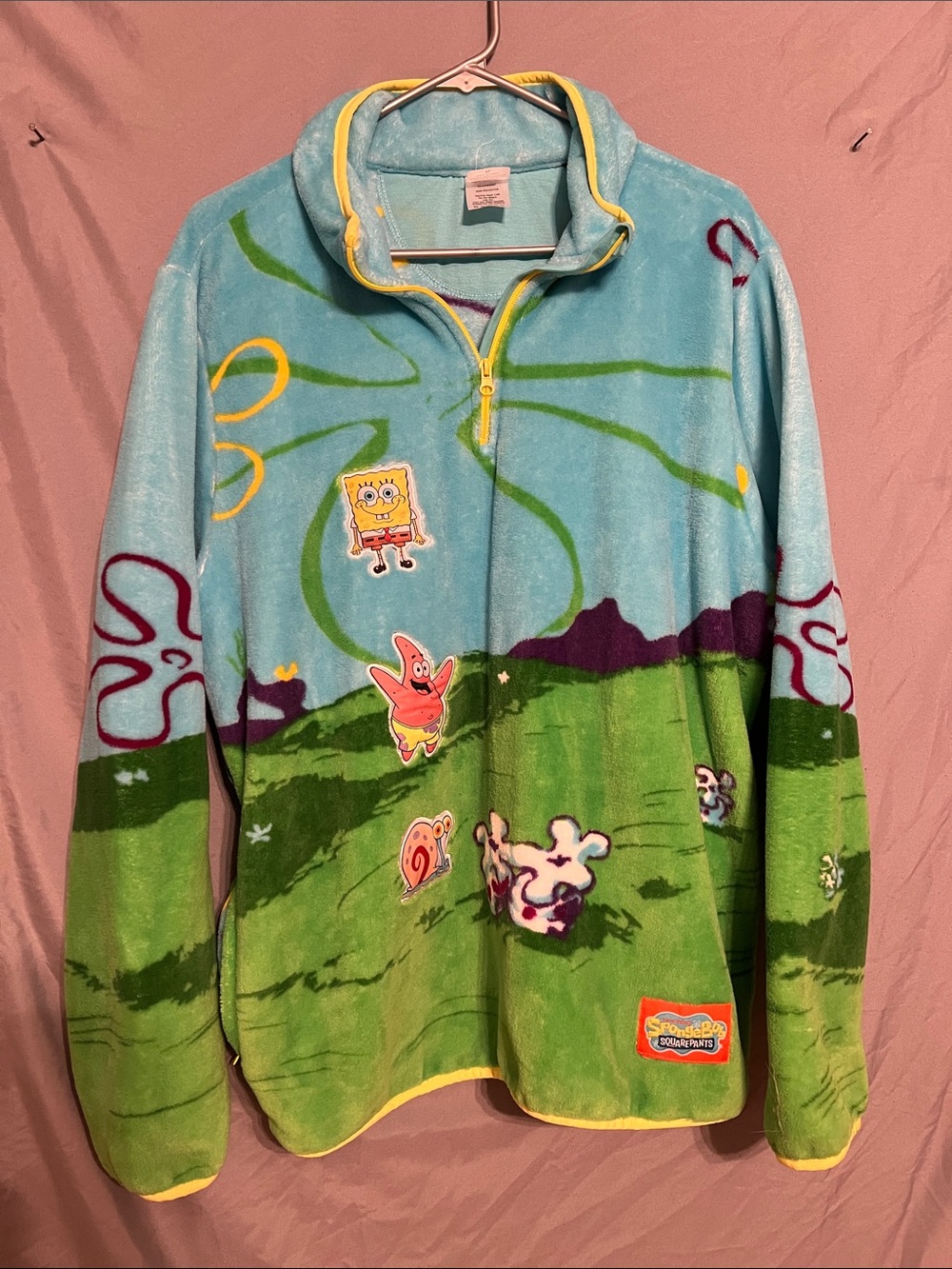 SpongeBob SquarePants Blue & Green Half-Zip Kids Pullover